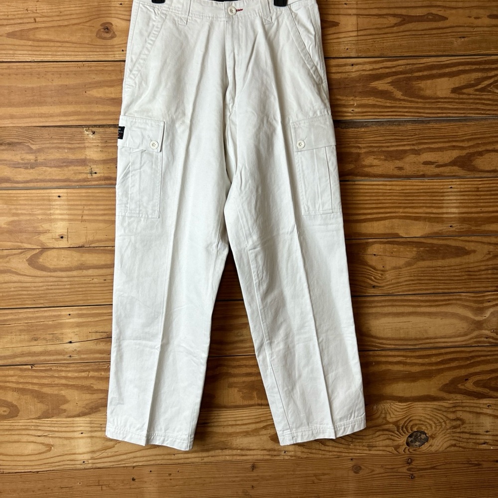 Express White Cargo Pants with Classic Straight-Leg Cut